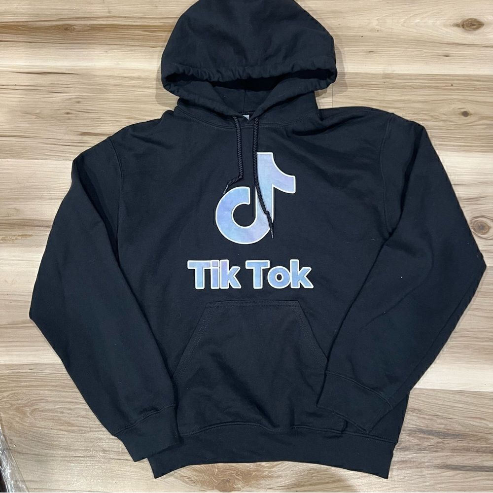 Tik Tok Black Logo Hoodie Women’s Small